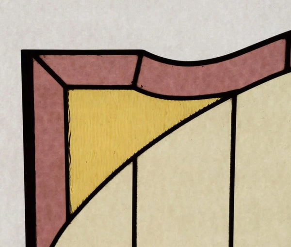 30" Wide Vintage French Art Deco Stained/Leaded Glass Panel with Flowers