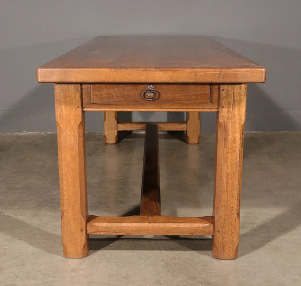 Vintage French Farm Trestle Table/Dining Table/Desk with Drawer in Hardwood