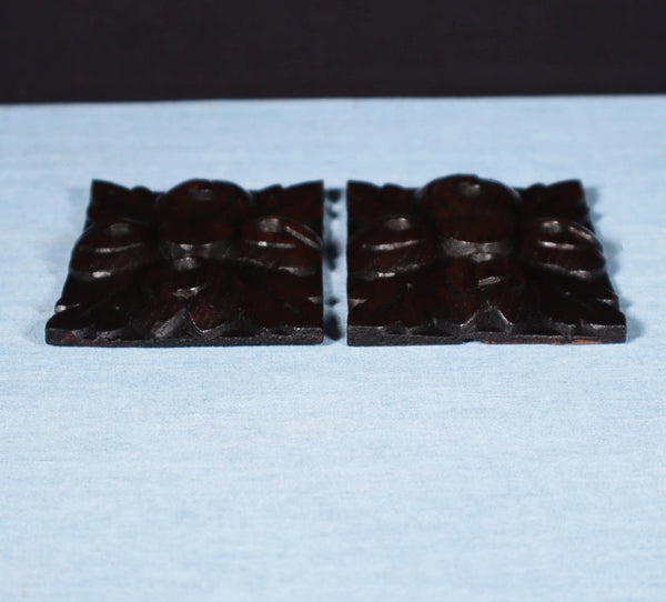 Pair of 4" French Antique Highly Carved Corbels/Trim/Brackets Solid Oak Wood