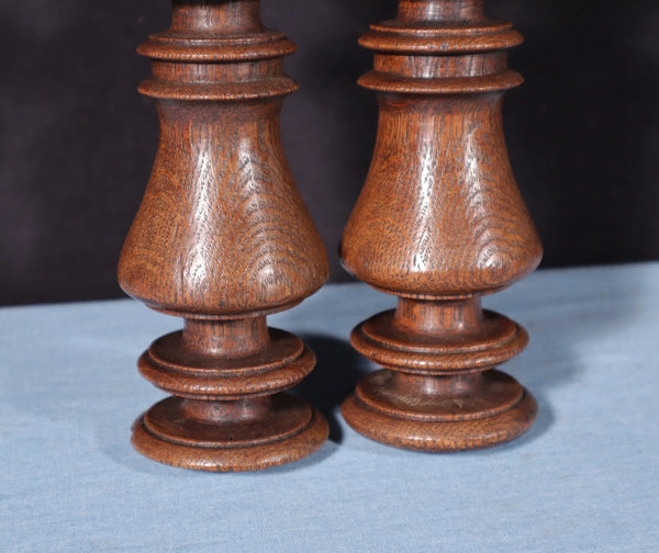 Pair of 26" French Antique Solid Oak Wood Gothic Posts/Pillars/Columns