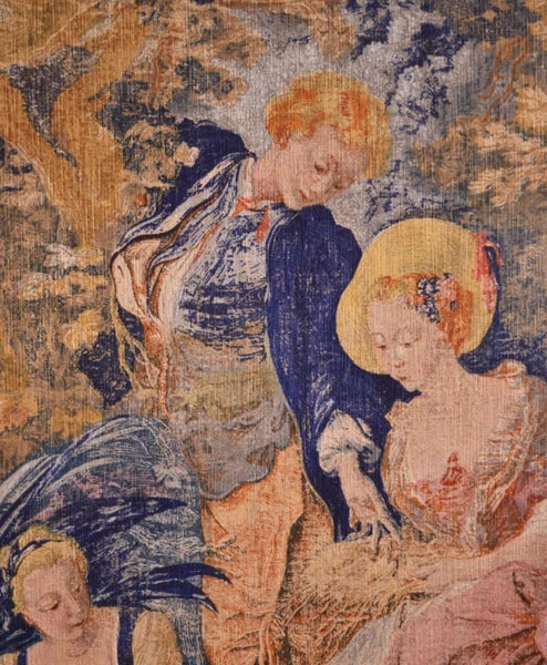 8 Foot Wide Vintage French Hanging Tapestry After Francoise Boucher's "The Nest"
