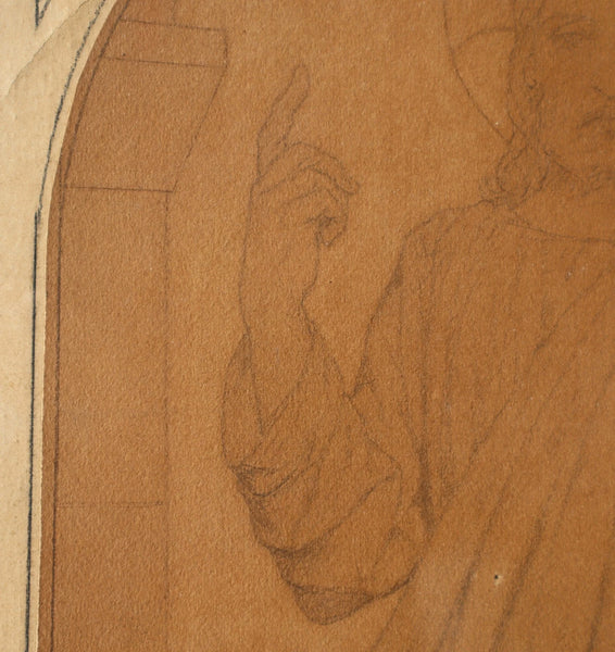 Antique Framed Drawing on Paper by Theodore-Joseph Canneel (1817-1892)