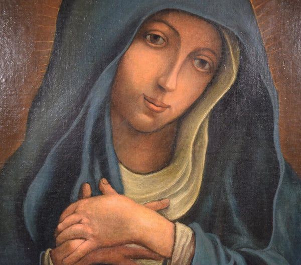 Antique Oil on Canvas Painting of The Virgin Mary by Tommaso Gherardini