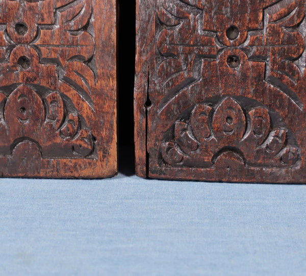 Pair of 8" French Antique Highly Carved Lion Corbels/Trim/Brackets Solid Oak