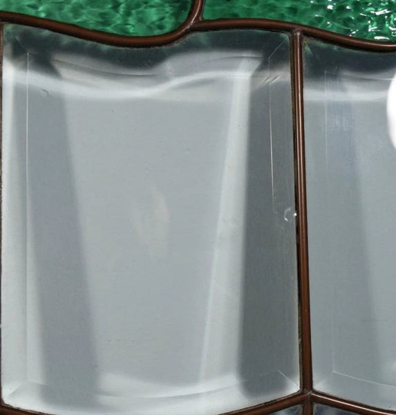 62" Wide Vintage French Stained Glass Panel with Brass and Leaded Framing
