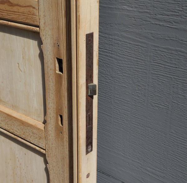 86" French/Belgian Antique 6 Panel Stripped, Sanded Wood Door
