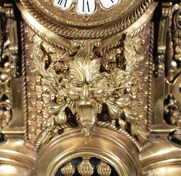 Vintage Bronze Neo Gothic Mantel Clock with Hermle/FHS Clockworks