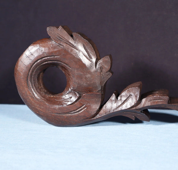 8" Wide Pair of Highly Carved Solid Oak Wood French Trim Pieces Salvage