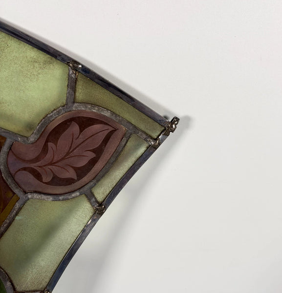 16" Tall Antique Belgian Stained/Leaded Glass Panel by Bertrand Bardenhewer