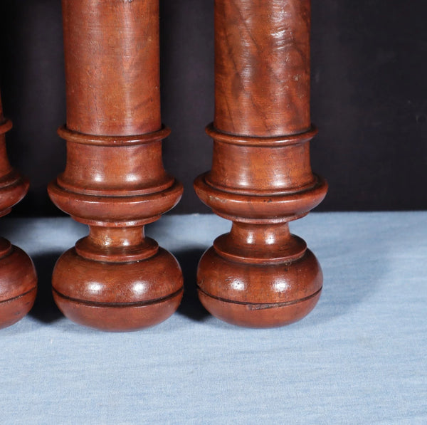 15" Set of Four French Antique Solid Mahogany Wood Posts/Pillars/Trim Salvage