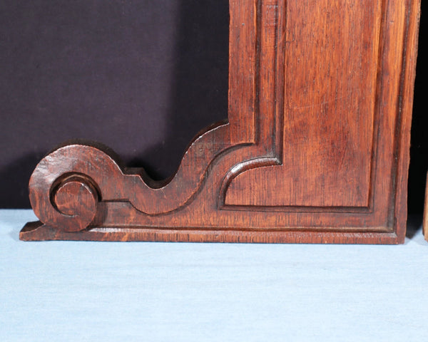 Pair of 11" Tall French Antique Carved Solid Oak Wood Brackets Trim Pieces