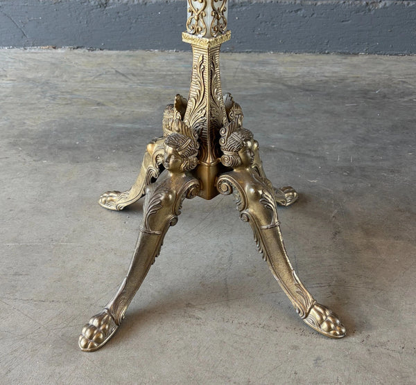 68" Tall Ornate Vintage Brass & Onyx Marble Coat/Hat Rack Hall Tree/Stand