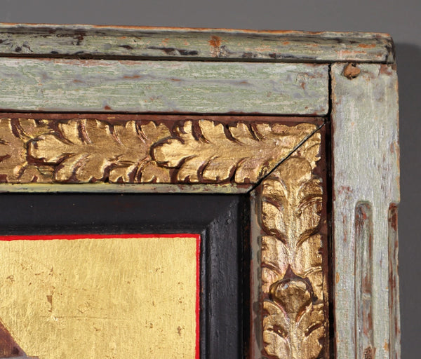 Vintage Framed Oil on Panel Painting of St Francis with Cat by Paul Bruylant