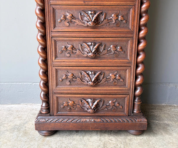 French Antique Solid Oak Wood Seven Drawer Lingerie Chest/Dresser