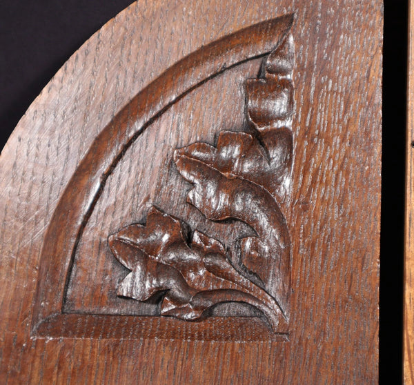 Pair of Gothic Carved French Architectural Panels/Trim in Solid Oak Wood Salvage