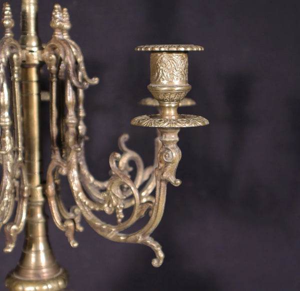 XL 24" Tall Pair of Large Vintage French Bronze Candelabra Candlesticks