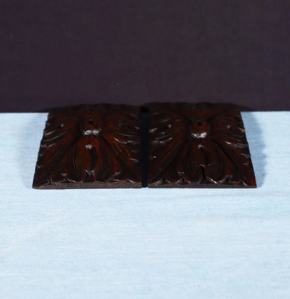 Pair of 6" French Antique Highly Carved Corbels/Trim/Brackets Solid Oak Wood