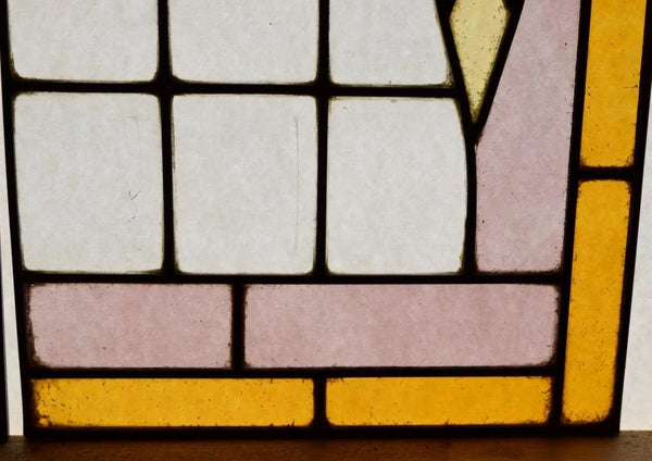 Pair of Vintage French Art Deco Stained Glass Panels with Copper Frames