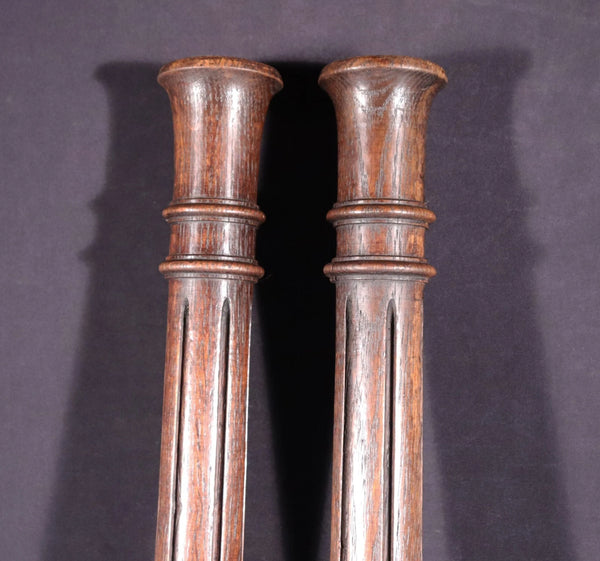 39" Pair of French Antique Solid Oak Wood Posts/Pillars/Trim Salvage