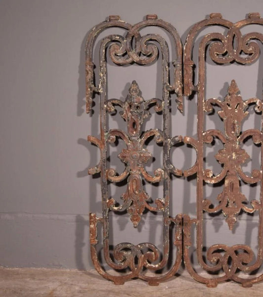 Set of 6 Matching 33" Tall French Cast Iron Panels/Fence/Window Grilles