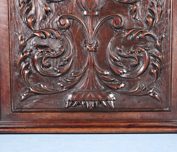 25" Tall Antique French Solid Walnut Wood Highly Carved Panel Salvage
