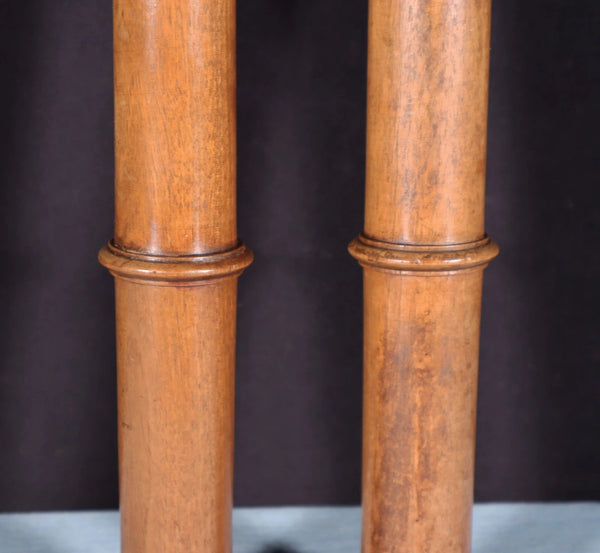 23" Tall Pair of French Antique Solid Walnut Wood Posts/Pillars/Trim Salvage