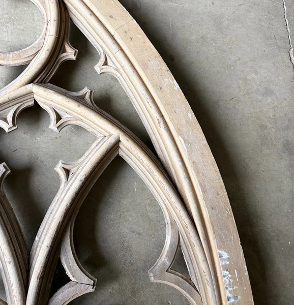 14 Foot Tall XL Antique Belgian Gothic Architectural Solid Oak Window Frame