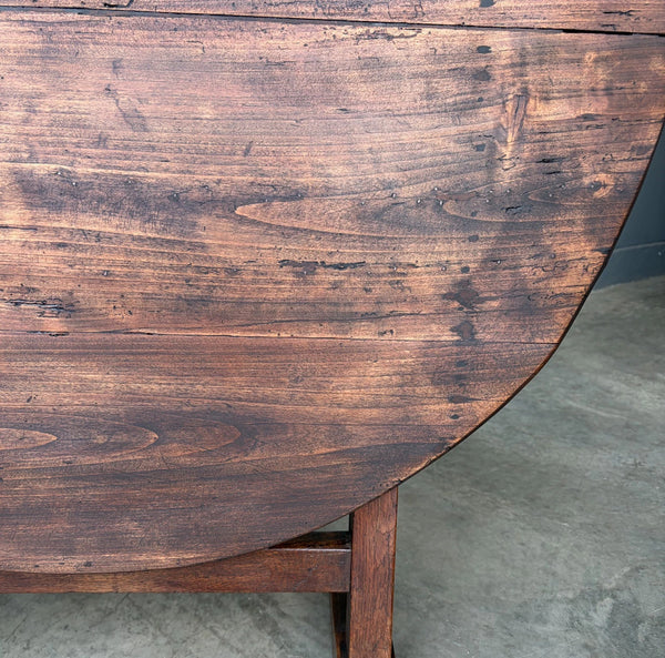 Antique French Solid Oak and Pine Rustic Wood Wine Tasting Table with Tilt Top