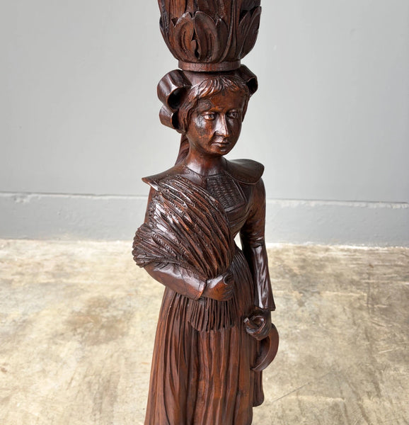 Antique French Breton Display Pedestal/Plant Stand or Pillar/Column in Chestnut