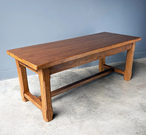 Vintage French Farm Trestle Table/Dining Table/Desk with Drawer in Hardwood