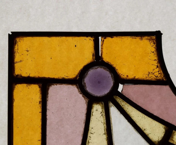 Pair of Vintage French Art Deco Stained Glass Panels with Copper Frames