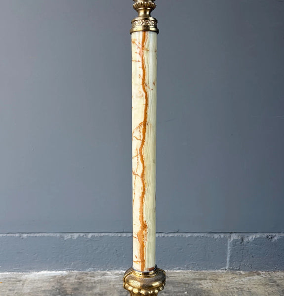 69" Tall Ornate Vintage Brass & Onyx Marble Coat/Hat Rack Hall Tree/Stand