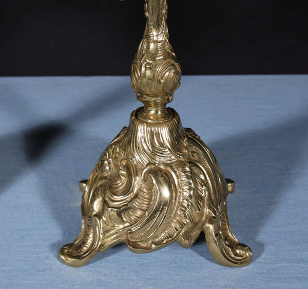 19" Tall Pair of Louis XV Vintage French Bronze Candelabra Candlesticks