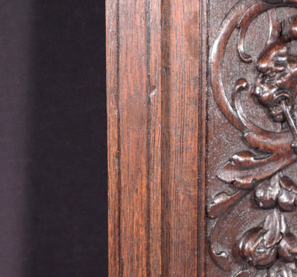 24" Tall Antique French Solid Oak Wood Louis XVI Panel Highly Carved