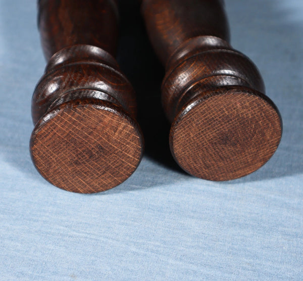 17" Pair of French Antique Solid Oak Wood Posts/Pillars/Trim Salvage