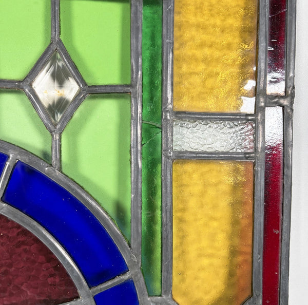 28" Tall French Antique Religious Stained/Leaded Glass Panel from a Church