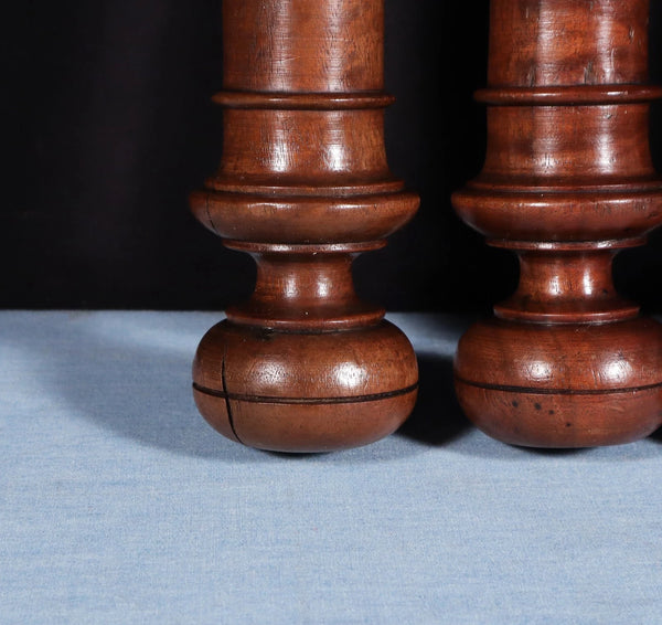 15" Set of Four French Antique Solid Mahogany Wood Posts/Pillars/Trim Salvage