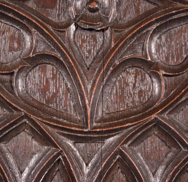 31" Tall French Antique Gothic Revival Panel in Solid Oak Wood Salvage