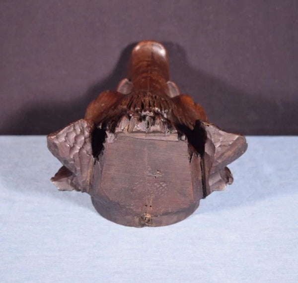 Large 10" Antique Decorative Carved French Hunting Boar's Head in Solid Walnut
