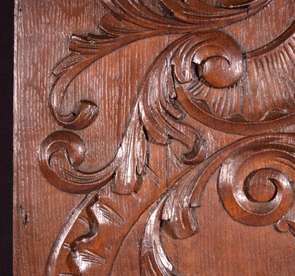 49" Tall French Antique Deep Carved Louis XV Panel Solid Oak Wood with Cherubs