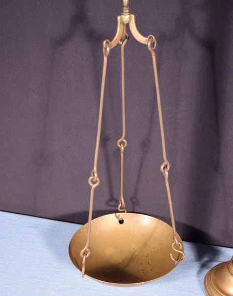 Late 1800's Antique French Brass Pan Balance Beam Scale