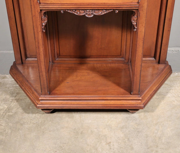71" Tall Antique French Solid Walnut Wood Highly Carved Renaissance Cabinet