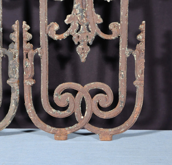 32" Tall Pair of Large French Antique Cast Iron Window Grilles Panels