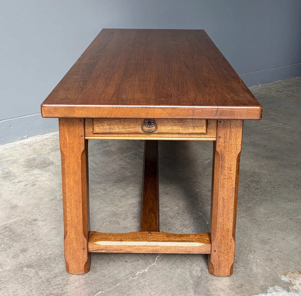 Vintage French Farm Trestle Table/Dining Table/Desk with Drawer in Hardwood