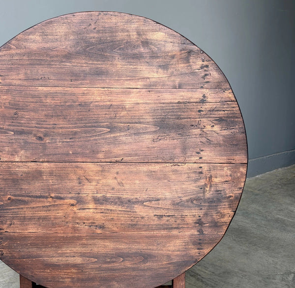 Antique French Solid Oak and Pine Rustic Wood Wine Tasting Table with Tilt Top