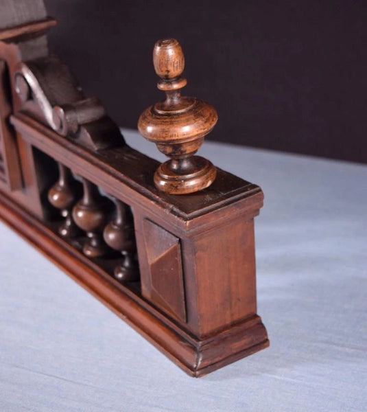 29" French Antique Crest/Pediment/Crown in Carved Walnut and Rosewood