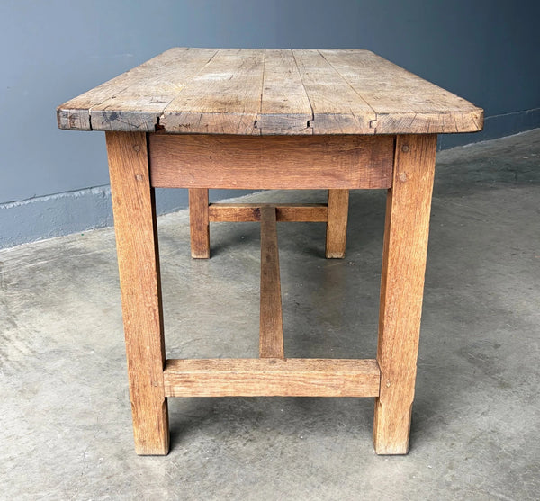 Antique French Rustic Farm Table/Desk in Solid Chestnut Wood
