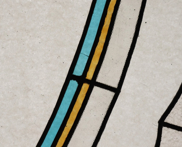 Set of 6 Vintage Art Deco French Stained Glass Panels with Textured Glass