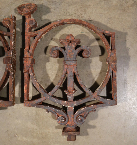 Set of 7 Matching 23" Tall French Cast Iron Panels/Fence Ornament "Fleur De Lis"