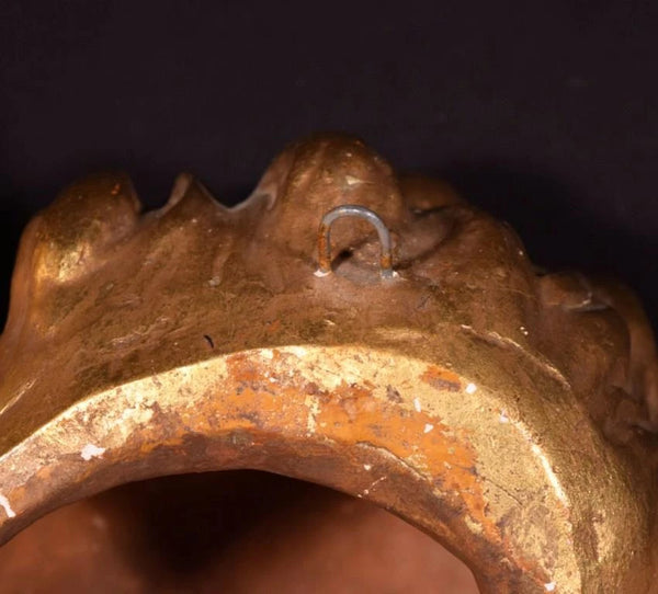 12" Vintage Wall Mounted French Gilded Plaster Angel with Wings